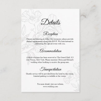 Modern Black Botanical Line Art Enclosure card