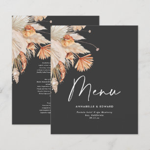 Modern black botanical pampas grass wedding
