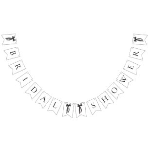 Modern Black Bow Bridal Shower Bunting Banner