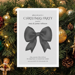 Modern Black Bow Christmas Holiday Party  Invitation