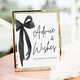 Modern Black Bow Coquette Advice and Wishes Sign