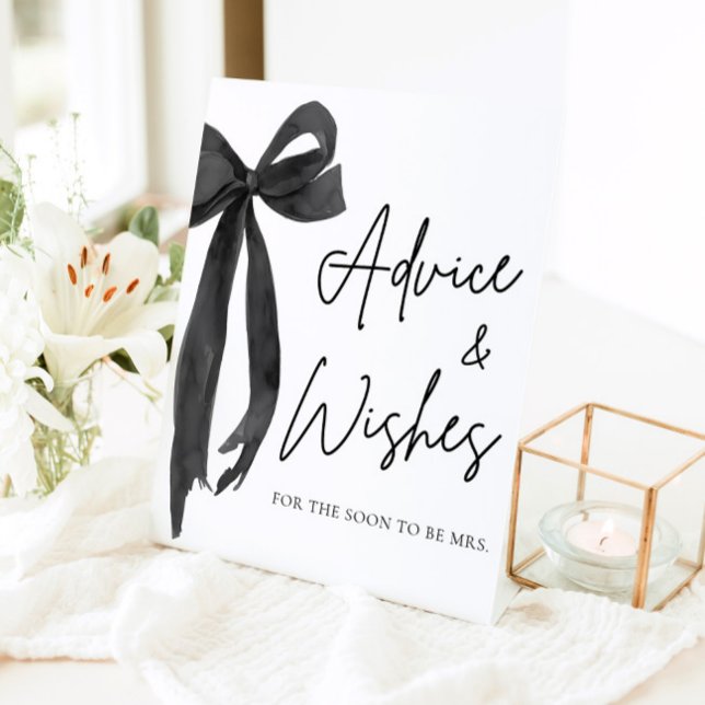 Modern Black Bow Coquette Advice and Wishes Sign (Creator Uploaded)