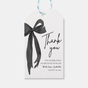 Modern Black Bow Coquette Birthday Thank You Gift Tags
