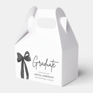 Modern Black Bow Coquette Graduate Graduation Favour Box