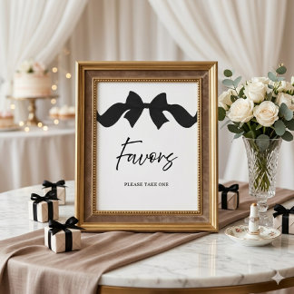 Modern Black Bow Favours Bridal Shower Sign