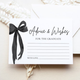 Modern Black Bow Graduation Advice And Wishes Enclosure Card