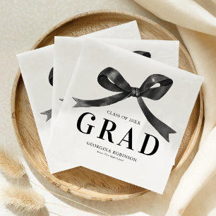 Modern Black Bow Graduation Party Napkin