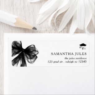 Modern Black Bow Graduation Return Address Label