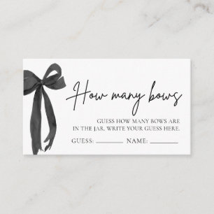 Modern Black Bow Guess How Many Bows Shower Game  Enclosure Card