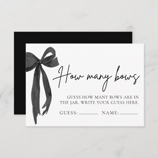 Modern Black Bow Guess How Many Bows Shower Game Invitation (Front/Back)