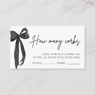 Modern Black Bow Guess How Many Corks Game Enclosure Card