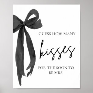 Modern Black Bow Guess How Many Kisses Game Poster
