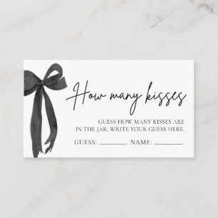 Modern Black Bow Guess How Many Kisses Game Ticket Enclosure Card