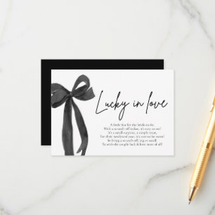 Modern Black Bow Lucky in Love Lottery Ticket Enclosure Card