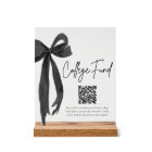 Modern Black Bow QR Code College Fund Graduation 