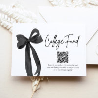 Modern Black Bow QR Code College Fund Graduation