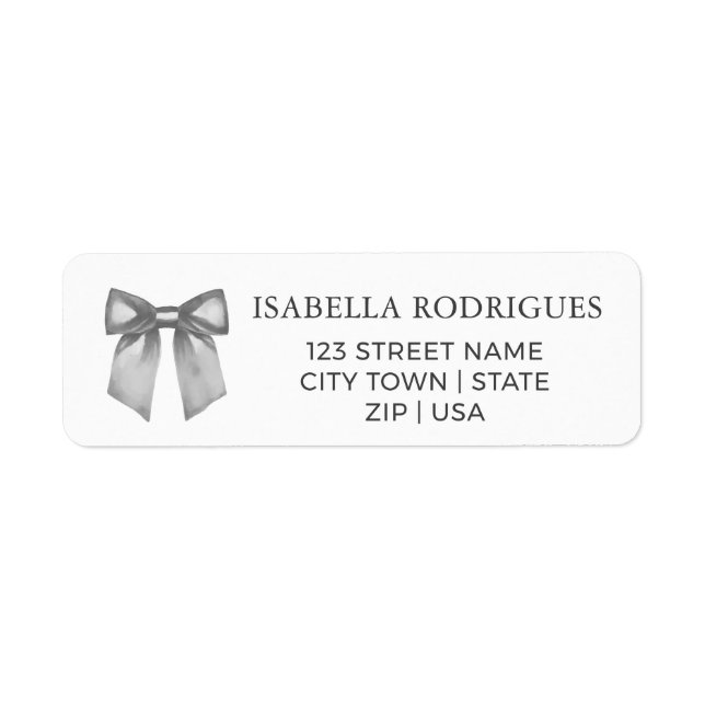 Modern Black Bow Return Address Label (Front)