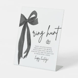 Modern Black Bow Ring Hunt Bridal Shower Game Sign