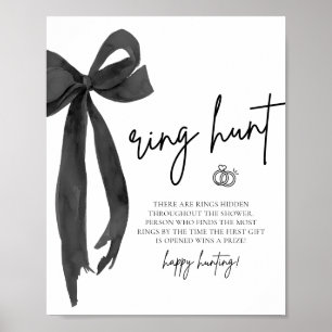 Modern Black Bow Ring Hunt Bridal Shower Game Sign