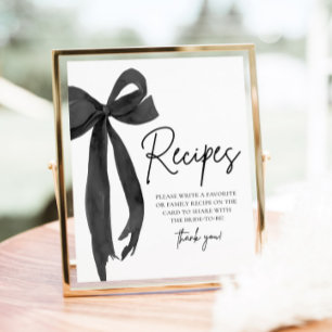 Modern Black Bow She's Tying the Knot Recipes Sign