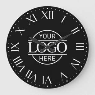 Modern Black Branded Company Business Logo Custom Large Clock