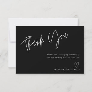 Modern Black Bridal Shower Thank You Card