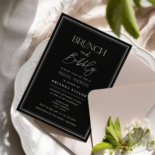 Modern Black Brunch & Bubbly Invitation