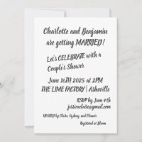 Modern Black Brush Lettering Trendy Couples Shower
