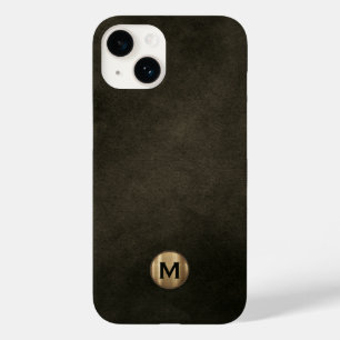 Modern Black Brushed Gold Monogram Case-Mate iPhone 14 Case