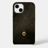 Modern Black Brushed Gold Monogram