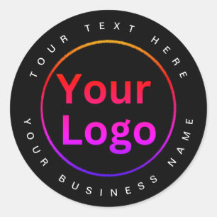 Modern black Business Logo Classic Round Sticker