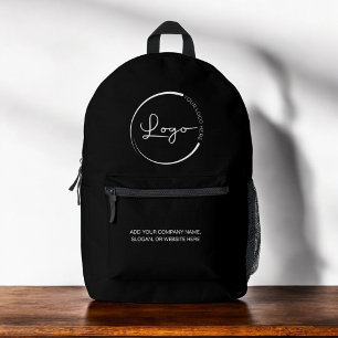 Modern Black Business Logo Corporate Printed Backpack