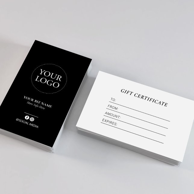 Modern Black Business Logo Gift Certificate (Creator Uploaded)