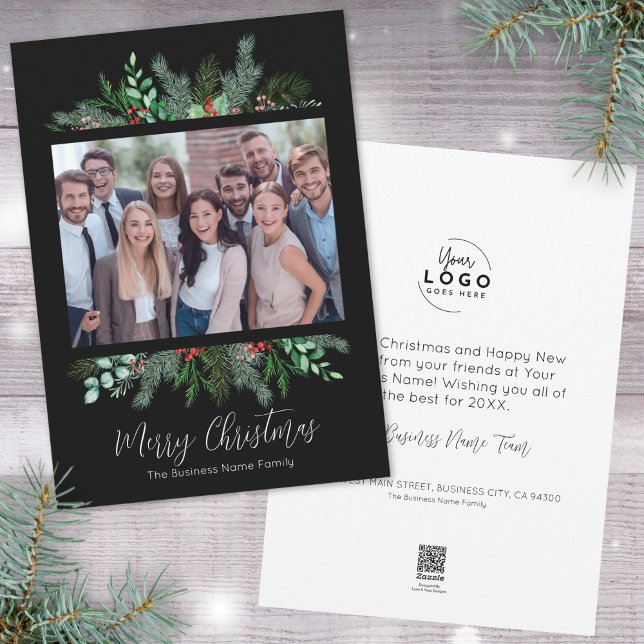 Modern Black Business Merry Christmas Holiday Card (Corporate Modern Black Business Merry Christmas Holiday Card)