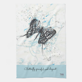 Modern Black Butterfly Tea Towel