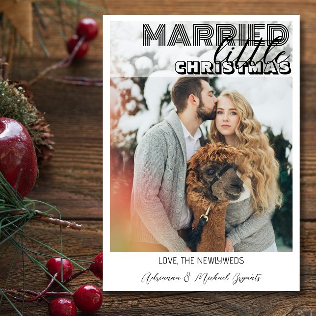 Modern Black Calligraphy Married Little Christmas Holiday Card (Creator Uploaded)