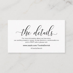 Modern black calligraphy, Our Details, website Enclosure Card