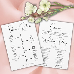 Modern Black Calligraphy Wedding Ceremony Program