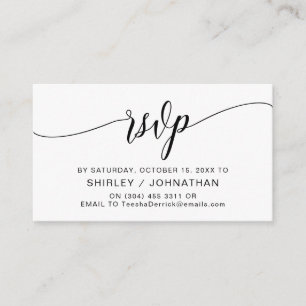 Modern Black Calligraphy, Wedding RSVP Enclosure Card