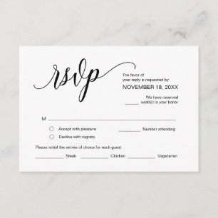 Modern Black Calligraphy ,Wedding RSVP Enclosure Card