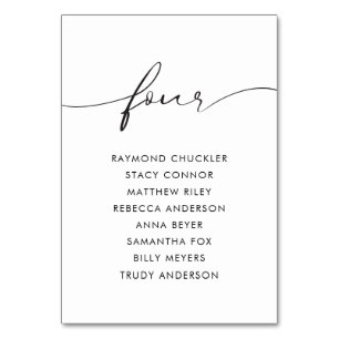 Modern Black Calligraphy Wedding Table Four Number