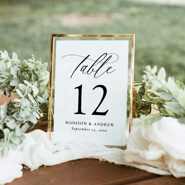 Modern Black Calligraphy Wedding Table Number (Creator Uploaded)