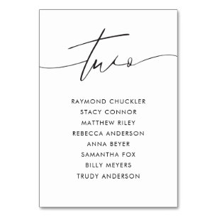 Modern Black Calligraphy Wedding Table Two Number