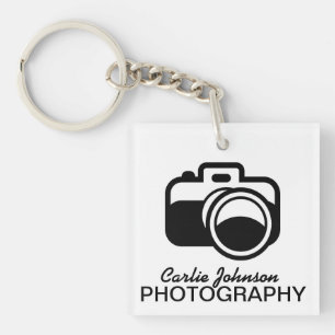 Modern Black Camera Icon Photographer Key Ring