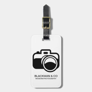 Modern Black Camera Icon Photographer Luggage Tag