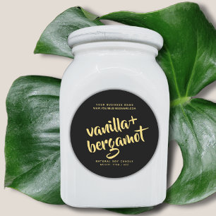 Modern black candle product label