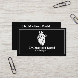 Modern Black Cardiologist  Business Card
