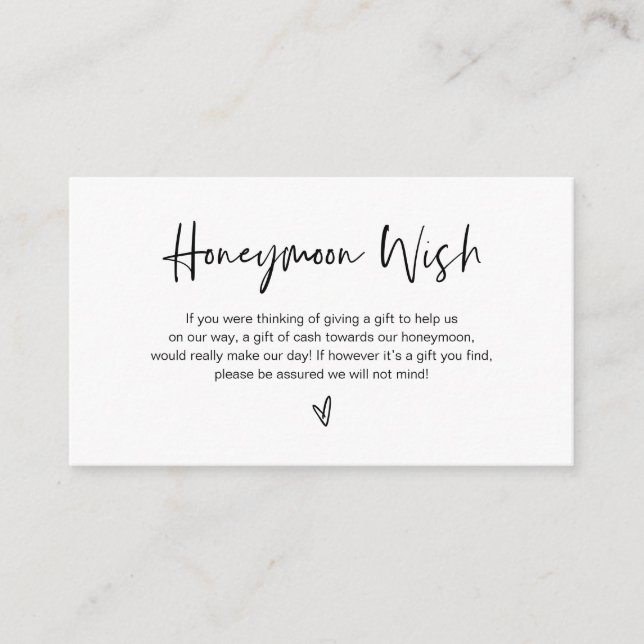 Modern black casual elegance font, Honeymoon Wish Enclosure Card (Front)