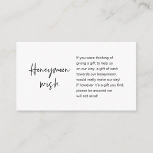 Modern black casual elegance font, Honeymoon Wish  Enclosure Card