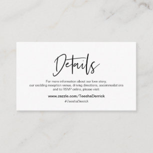 Modern black casual elegance font, Our Details Enclosure Card